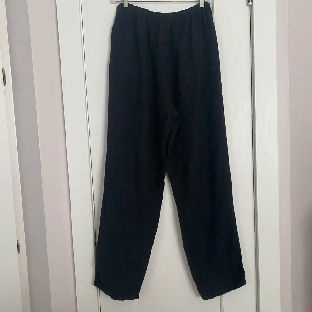 Black wide leg linen pants, women’s size L - Picture 4 of 7